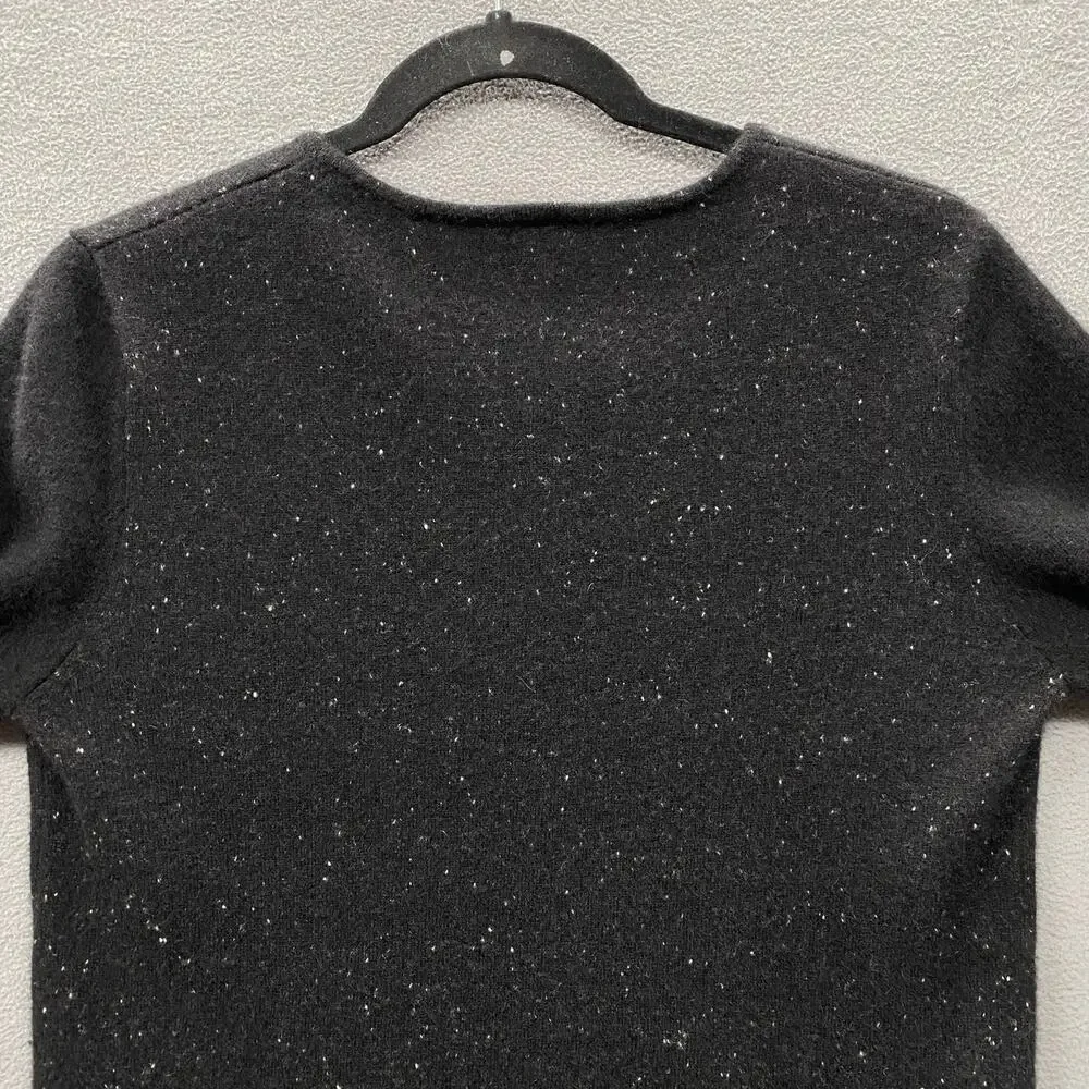 Knyt Lynk Cashmere V Neck Sweater Black Women S Speckled Casual Cozy Long Sleeve
